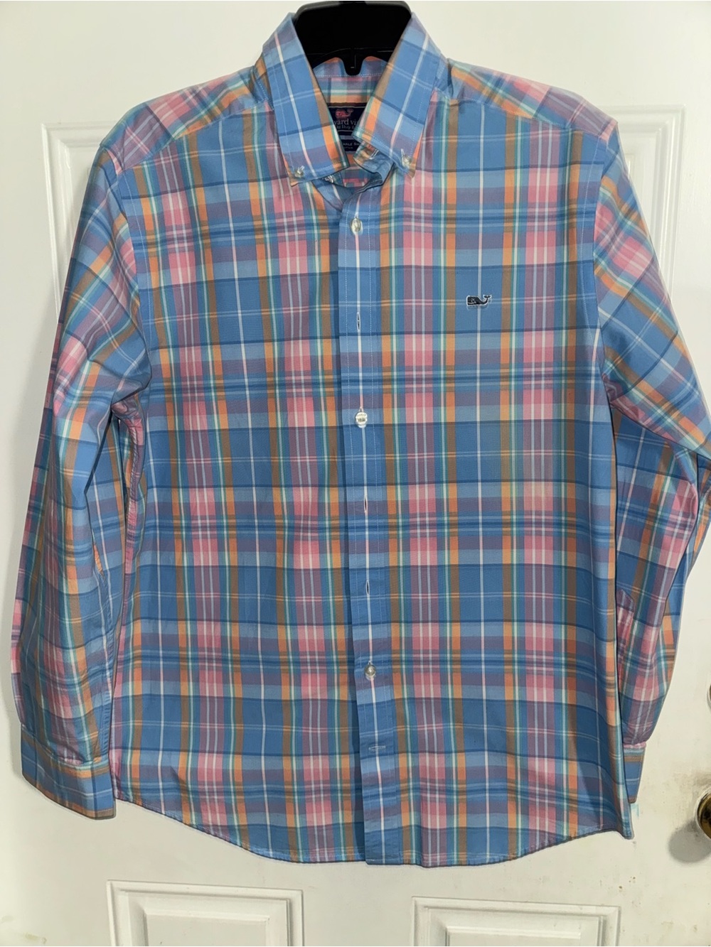 Vineyard Vines Blue and Pink Plaid Button-Down Shirt